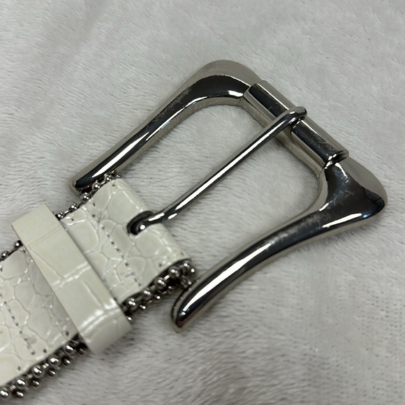 Beautiful White Rhinestones and Studs Belt Silver Buckle Western Sparkle XXL - Picture 4 of 6